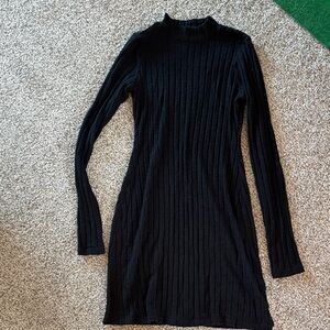 Black mock neck sweater dress